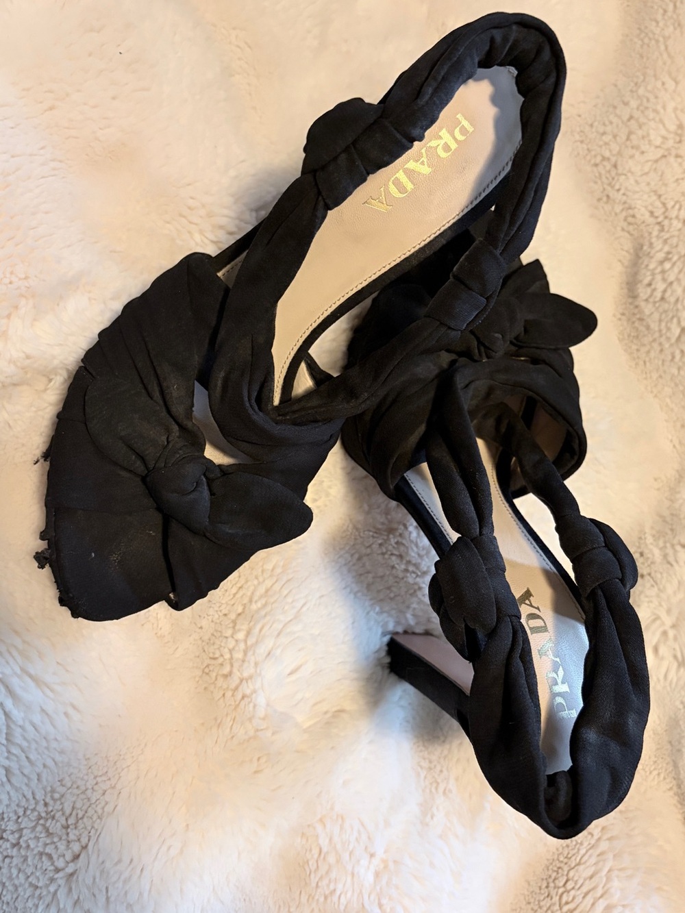 Prada Black Knotted High Heel Sandals - Women